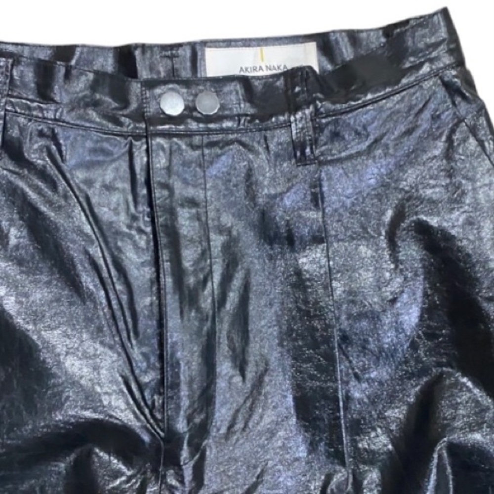Akira Naka Black Patent Pants Trousers View 4